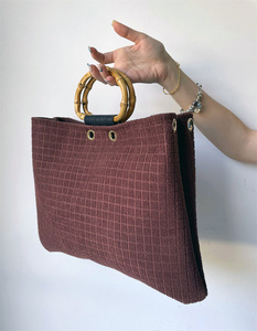 Borsa Tote da Donna in PVC e Cotone di Alta Qualità, Design Classico Rock, Grande Capacità, Tracolla Singola, Fatta a Mano - Product Image 1