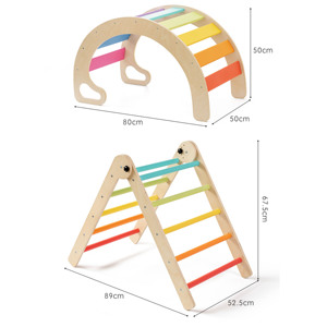 Ensemble de jeu d'escalade Montessori en bois pour enfants, 9 en 1, avec triangle Pikler, pour l'intérieur et la maison, vente en gros - Product Image 5