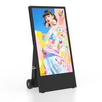 Animasi Lift Digital Signage Luar Ruangan Bertenaga AI, Portabel, Bertenaga Baterai, Kecerahan Tinggi 1800Nits, LCD Tahan Air IP65