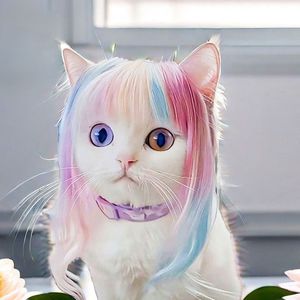 Universal Color Long Straight Polyester Pet Wig for Cats Dogs Babies Little Meow Pet Costume Wig for Summer - Product Image 2