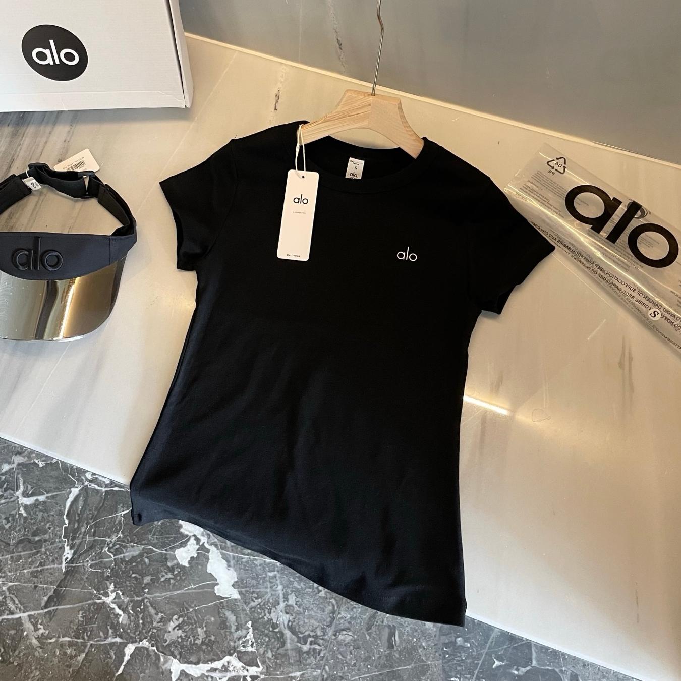 Customized AL0 Summer Clothing High-quality Cotton Spandex Women's Top Round Neck Short Sleeved T-shirt Fitness Yoga Suit