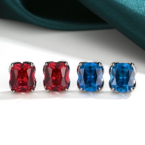 Dainty Jewelry Eco-friendly Copper 10*12mm Red Zircon Big Bold <b>Earrings</b> Colorful for Women Fashion Statement Daily Wear - Product Image 1
