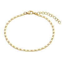 Chaînes et bracelets maillons plats en acier inoxydable plaqué or 18 carats, hypoallergéniques, exquis, pour usage quotidien, empilables
