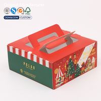 Caja para Pastel Navideña con Ventana y Asa, Caja de Regalo de Cartón para Pastelería, Cajas Personalizadas para Pasteles al por Mayor