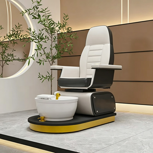 Nouvel arrivage de fauteuil de pied de manucure en cuir Pu noir blanc fauteuil de pédicure électrique sans tuyau plaqué or de luxe avec émerillon - Product Image 1