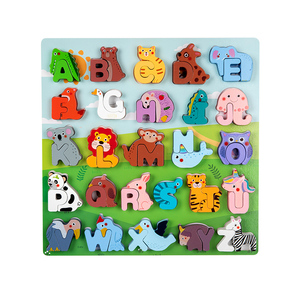 Apprendimento inglese in legno alfabeto <span class=keywords><strong>Puzzle</strong></span> a forma di animale di colore di colore cognitivo educativo giocattolo in legno per bambini - Product Image 6