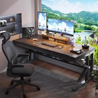 Escritorio de Computadora Grande y Sencillo de Madera Ecológica Century para Oficina en Casa, Estación de Trabajo Industrial, Juegos - Marrón Personalizado