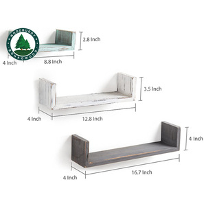 Woodbuddy U Shaped Wall <b>Shelf</b> 3 Tier <b>Rustic</b> <b>Wooden</b> Floating <b>Shelf</b> For Living Room Storage Display - Product Image 5