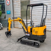 Excavator Mini HIGHTOP 1 Ton dengan Aksesoris Hydraulic Breaker Auger, Crawler Digger untuk Pemecah Beton, Batu, dan Pembongkaran di Kebun dan Pertanian