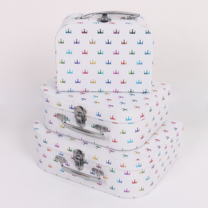 Shihao 8024 boîtes de rangement de luxe poignée en acier inoxydable <span class=keywords><strong>valises</strong></span> en carton brillant mat stratification gaufrage impression manipulation - Product Image 1