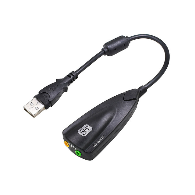 External USB Sound Card 7.1 Adapter 5HV2 USB to 3D CH Sound Antimagnetic Audio Headset Microphone 3.5mm Jack for Laptop PC