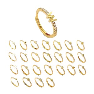 Luxury Fashion CZ Zircon Wedding <strong>Ring</strong> Open Adjustable Gold Plated 26 <strong>A</strong>-Z Initial Letter <strong>Rings</strong> for Couple Jewelry Gift - Product Image 4