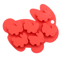 Moule en silicone de qualité alimentaire en forme de lapin, 6 cavités, antiadhésif, flexible, pour chocolat, bonbons, glaçons et décoration de gâteaux
