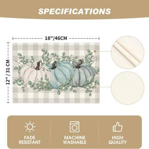 Набор из 4 осенних салфеток PANDA с рисунком тыкв и листьев для Хэллоуина, Дня Благодарения и урожая, винтажный стиль, полиэстер, 12x18 дюймов, для декора стола на вечеринку - Product Image 5