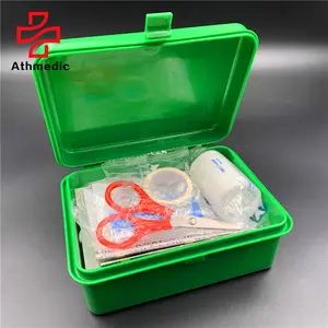 2023 Ath medic Logo benutzer definierte Logo Werbe etikett grün kleine Erste-Hilfe-Kit in Kunststoff gehäuse Mikro Erste-Hilfe-Kit