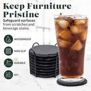 Sous-verres en ardoise personnalisables avec logo gravé, cadeau promotionnel, tapis de tasse sur mesure - Product Image 2