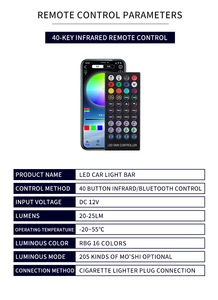 Tcwin 33cm <span class=keywords><strong>RGB</strong></span> 5050 Xe LED dải ánh sáng 12V Phụ kiện cho nội thất mái nhà trang trí BT âm nhạc ứng dụng điều khiển dễ dàng cài đặt - Product Image 5