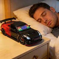 Réveil en alliage Hypercar avec effets lumineux LED et son de moteur de voiture de sport, rechargeable par USB, avec fonction de brume, pour table de chevet