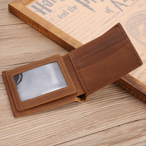 Engrave Custom Logo <strong>RFID</strong> <strong>Blocking</strong> Cowhide <strong>Wallet</strong> for Men Real Cow Crazy Horse Leather Bifold <strong>Wallet</strong> With 2 ID Window in Stock - Product Image 4