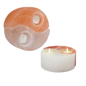Pink & White Crystal Salt Ying Yung <b>Candle</b> Holder Himalayan Salt <b>Candle</b> Holder-Sian Enterprises - Product Image 5