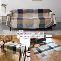 Housse de canapé rayée bleu marine en jacquard doux, tissée, 100 % polyester, surdimensionnée, pour lit, canapé, causeuse, plaid en chenille