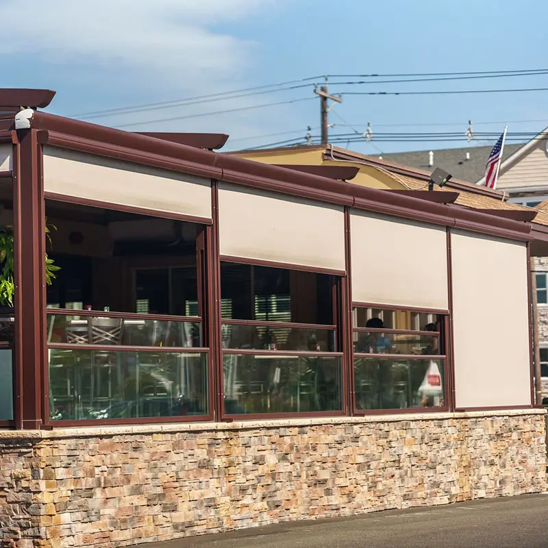 Anlike tirai pelindung matahari restoran, Gazebo elektrik elegan mewah tahan air Modern naungan teras vertikal