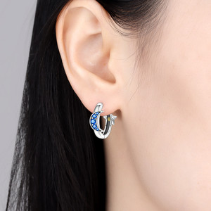 Orecchini Pendenti a Cerchio Asimmetrici con Stella e Luna, con Cristalli CZ Blu e Gialli, Stile Celestiale Gotico Vintage Spaziale Trendy e alla <span class=keywords><strong>Moda</strong></span> - Product Image 5