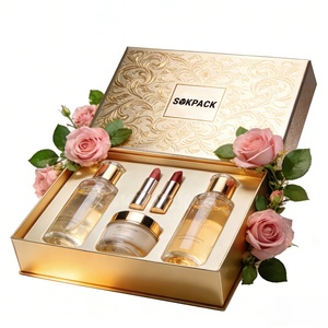 Maßgefertigte Serum-Geschenkbox Premium Kosmetik-Goldfolien-Kartonverpackung für Luxus-Schönheits- und Duftsets - Product Image 1