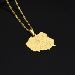 Collier en acier inoxydable argenté Palestine pour hommes et femmes, style ethnique, collier de couple, accessoires transfrontaliers - Product Image 6