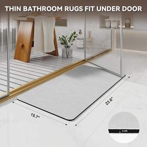 Tapis de bain en polyester super absorbant, séchage rapide, antidérapant, épais, couleur unie moderne, fabriqué à la machine, pour la salle de bain à domicile, avec base en caoutchouc antidérapant - Product Image 6