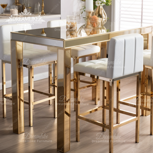 Tavolo da Bar rettangolare di lusso in oro rosa Design moderno in metallo Cocktail di nozze banchetto Bar per Hotel e <span class=keywords><strong>ristoranti</strong></span> - Product Image 2