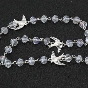 Chapelet personnalisé en cristal clair AB 6*8mm perles cinq décennies oiseau colombe blanche chapelets catholiques du Saint-Esprit Crucifix - Product Image 5