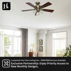 Vintage Classic 5 Wooden Blades Fancy American Style Ceiling Fan with Light - Product Image 5