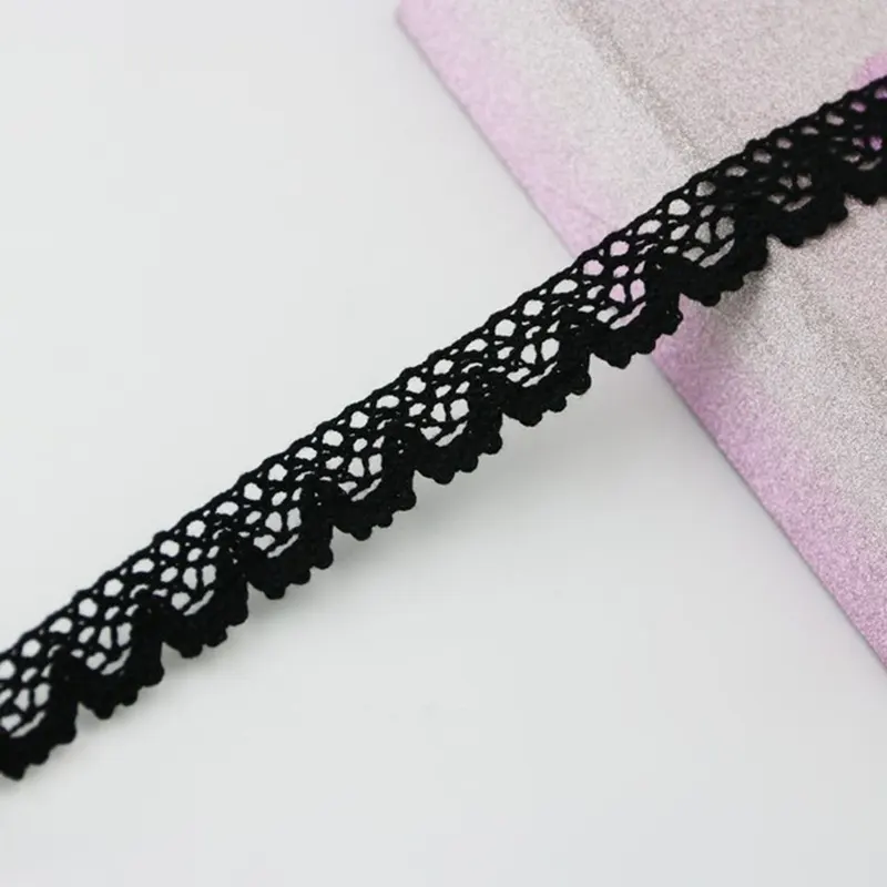 Rubans en filet de coton noir, 5 mètres par rouleau, 20mm, pour décoration de robe de mariée, brodée à la main, matériel de couture, dentelle