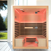 Cabine de sauna infrarouge électrique en bois massif moderne avec garantie de 6 ans pour 5 à 6 personnes, usage domestique, avec certificats CE, SAA et ETL