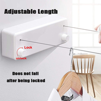 Sèche-linge rétractable pour l'intérieur, ligne à linge avec double corde en acier inoxydable réglable, gain de place pour le balcon, la salle de bain