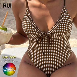 RUIQUWIN Custom Logo Women One Piece Swimsuit <b>Tummy</b> <b>Control</b> Push Up Monokini Swimwear Summer Beach Bathing Suit - Product Image 1