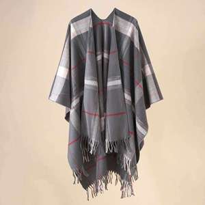 Wholesale Winter 130*150cm Oversized <b>Blanket</b> Poncho Scarf with Tassel Wool Cape Style Cloak Shawl <b>Beach</b> Poncho Womens - Product Image 2