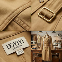 Robe Trench Automne Personnalisée Style Londres pour Femme, Beige Miel, Coupe Blazer Croisée, Ceinturée, Longueur Mi-Mollet, Tailles S à 5XL, en Lyocell