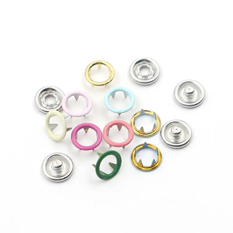 Kledingstuk Accessoires Aangepaste Bedekt Vijf Klauw 9.5Mm Metalen Vijf-Prong Gesp Druk Knop Cap Gouden Ring Prong Snap knoppen