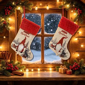 Chaussette de Noël Gnome Sans Visage, Ornement à Suspendre à l'Arbre de Noël, Décoration de Fête - Product Image 1