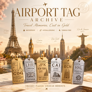 Etiquetas de Identificación para Equipaje de Aeropuerto |   Colgantes de Acero Inoxidable con Baño de Oro PVD de 18K para Destinos de Viaje |   Resistente al agua, hipoalergénico y sin deslustre - Product Image 2