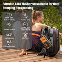 Radio Portátil Multifuncional para Exteriores con Energía Solar y Manivela AM/FM/NOAA/SW de 20000MAH con Linterna LED de Emergencia