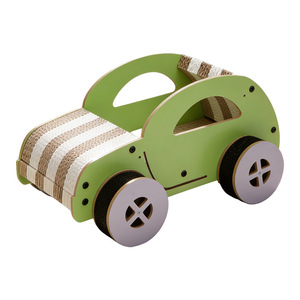Juguete Rascador para Gatos con Diseño de Coche de Dibujos Animados, Cama para Gatos de Cartón Corrugado con Ruedas Giratorias - Product Image 1