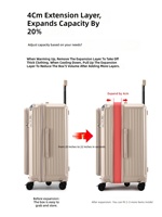 Valise à roulettes extensible grande capacité à ouverture latérale, avec serrure TSA, USB et antibactérienne, ensemble de bagages renforcés