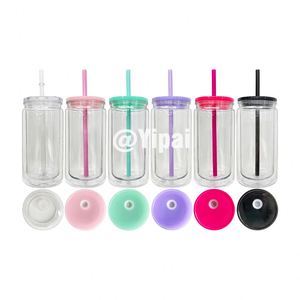 12oz Inner 16oz Outer Double Wall Vacuum Clear Snow Globe Plastic Travel Mug Thermal Insulation Pre-drilled Hole Silicone Plug - Product Image 2