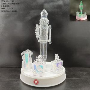 Xmas <b>LED</b> <b>Light</b> Musical Rotating Train Decor With Nutcracker Christmas <b>Tree</b> Decoration - Product Image 4