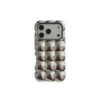 Nouvelle coque antichoc Niche Ins en TPU électroplaqué couleur unie à bulles pour iPhone 16 et 17 Pro Max