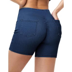 FOXA Women's High Waisted Stretchy Denim Shorts With Pockets <b>Booty</b> Lifting Pull On Jean Shorts - Product Image 1