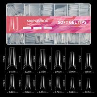 Vente en gros 600 pièces/boîte Pointes d'ongles en ABS souple transparent pré-conçues certifiées CE Extension complète Faux ongles Courbés à presser